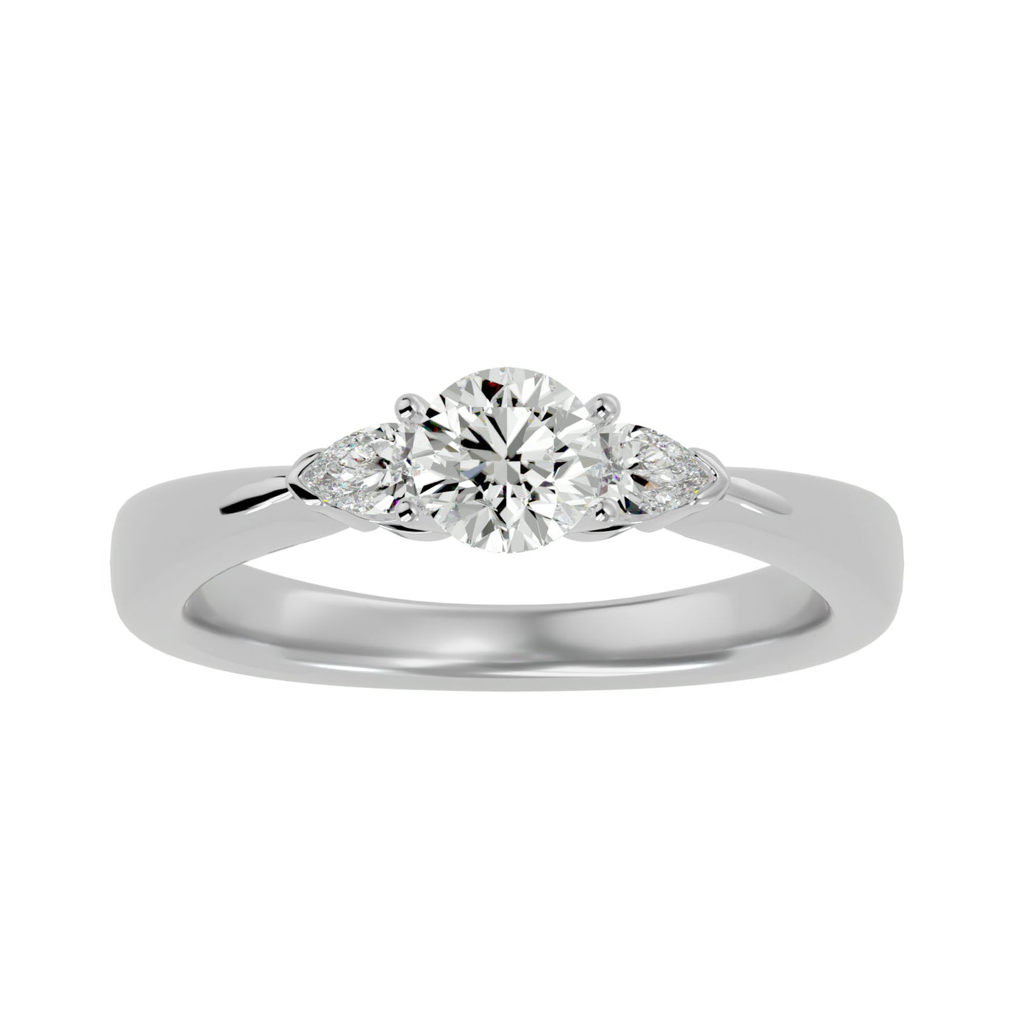 Mei side pear diamond engagement ring
