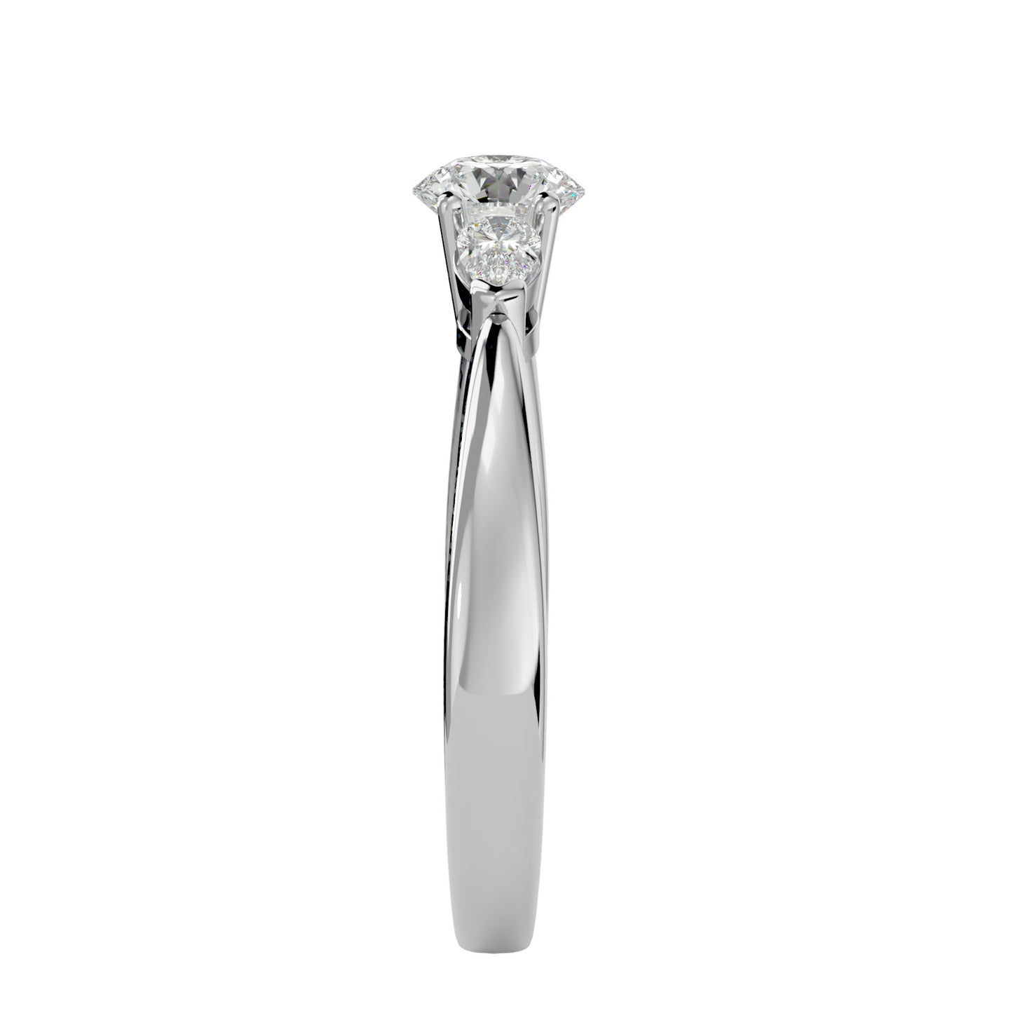 Mei side pear diamond engagement ring