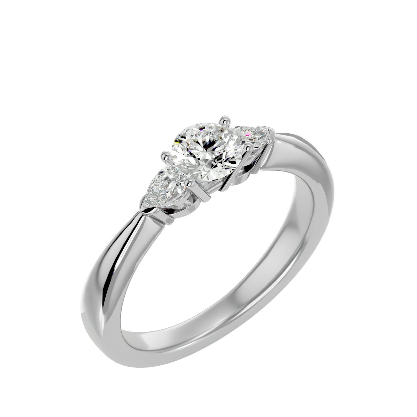 Mei side pear diamond engagement ring