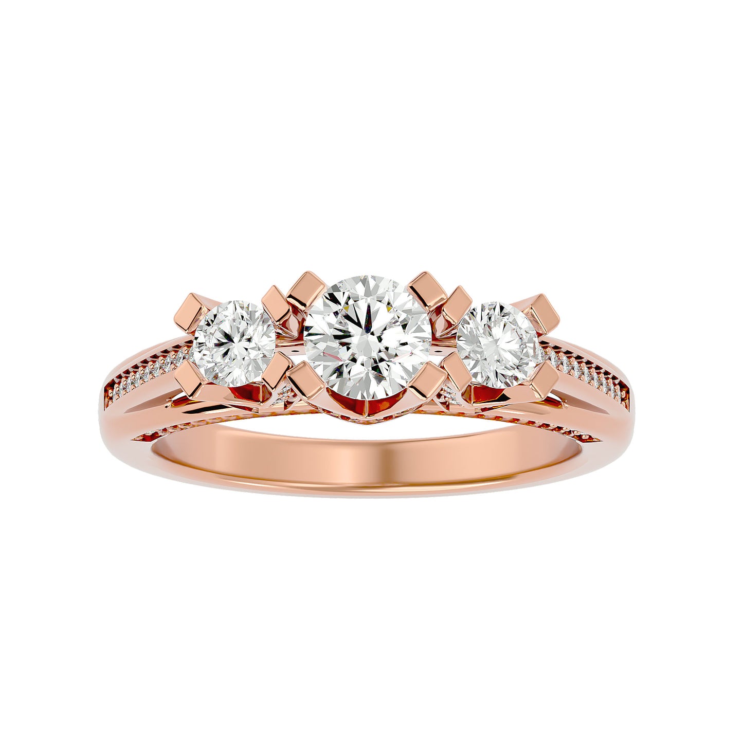Millie side round diamond engagement ring