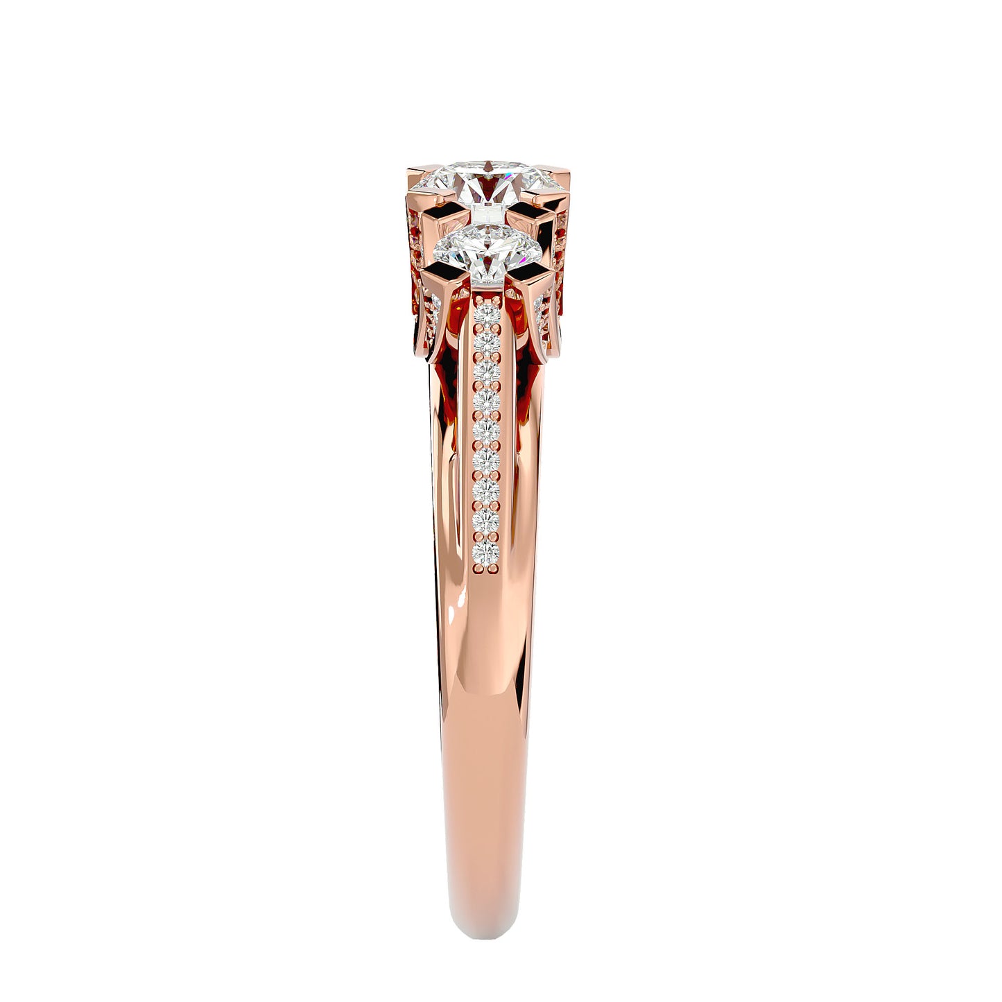 Millie side round diamond engagement ring