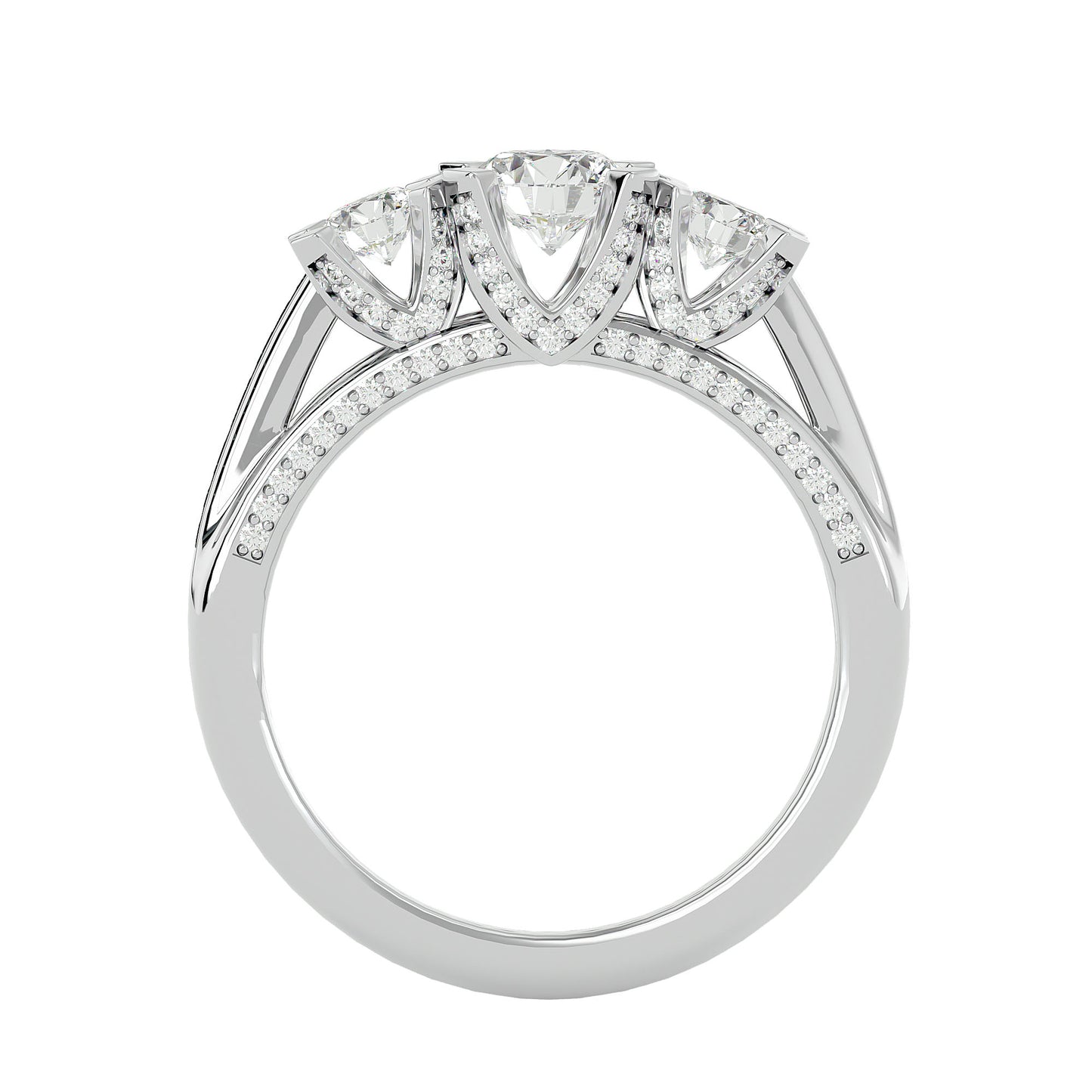 Millie side round diamond engagement ring