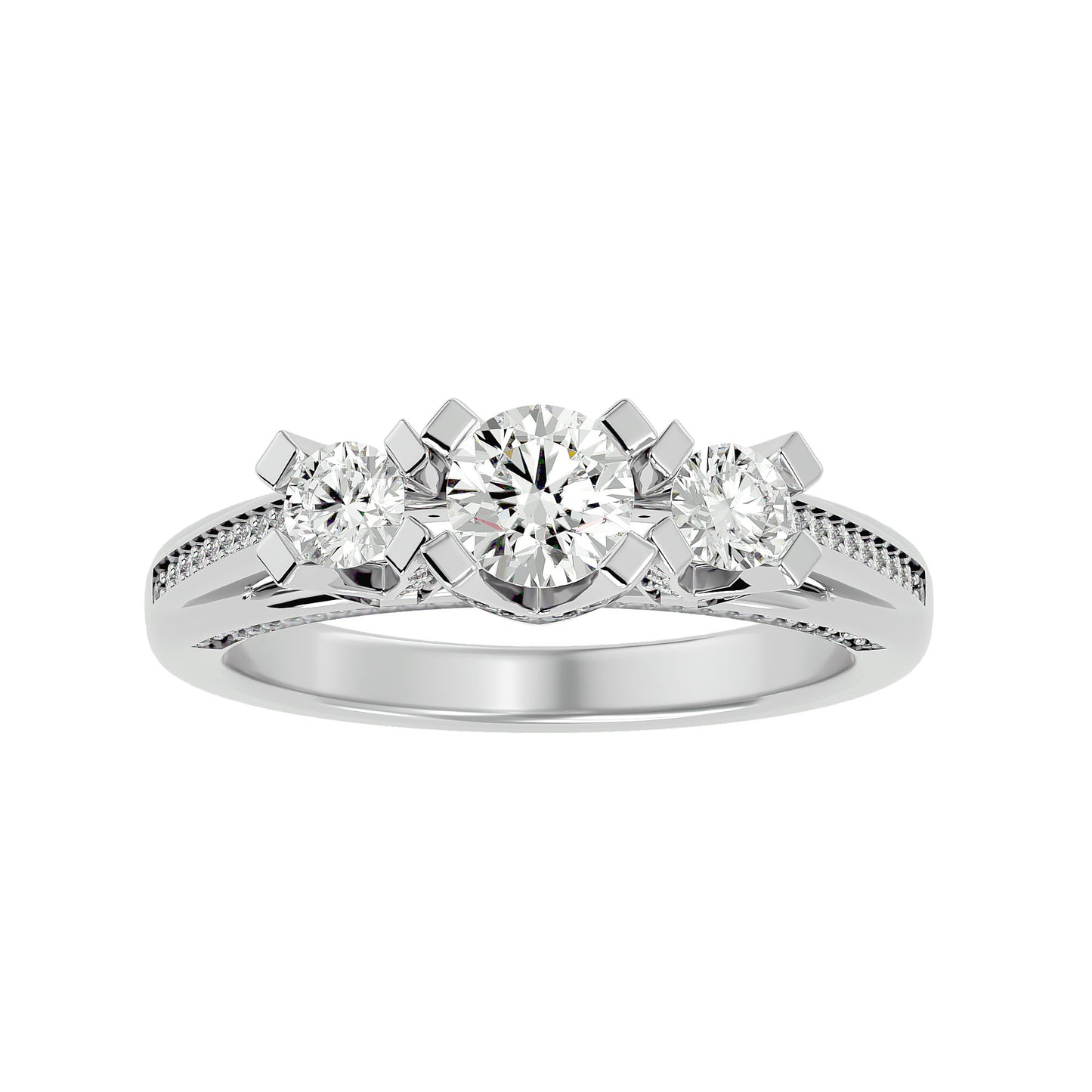 Millie side round diamond engagement ring