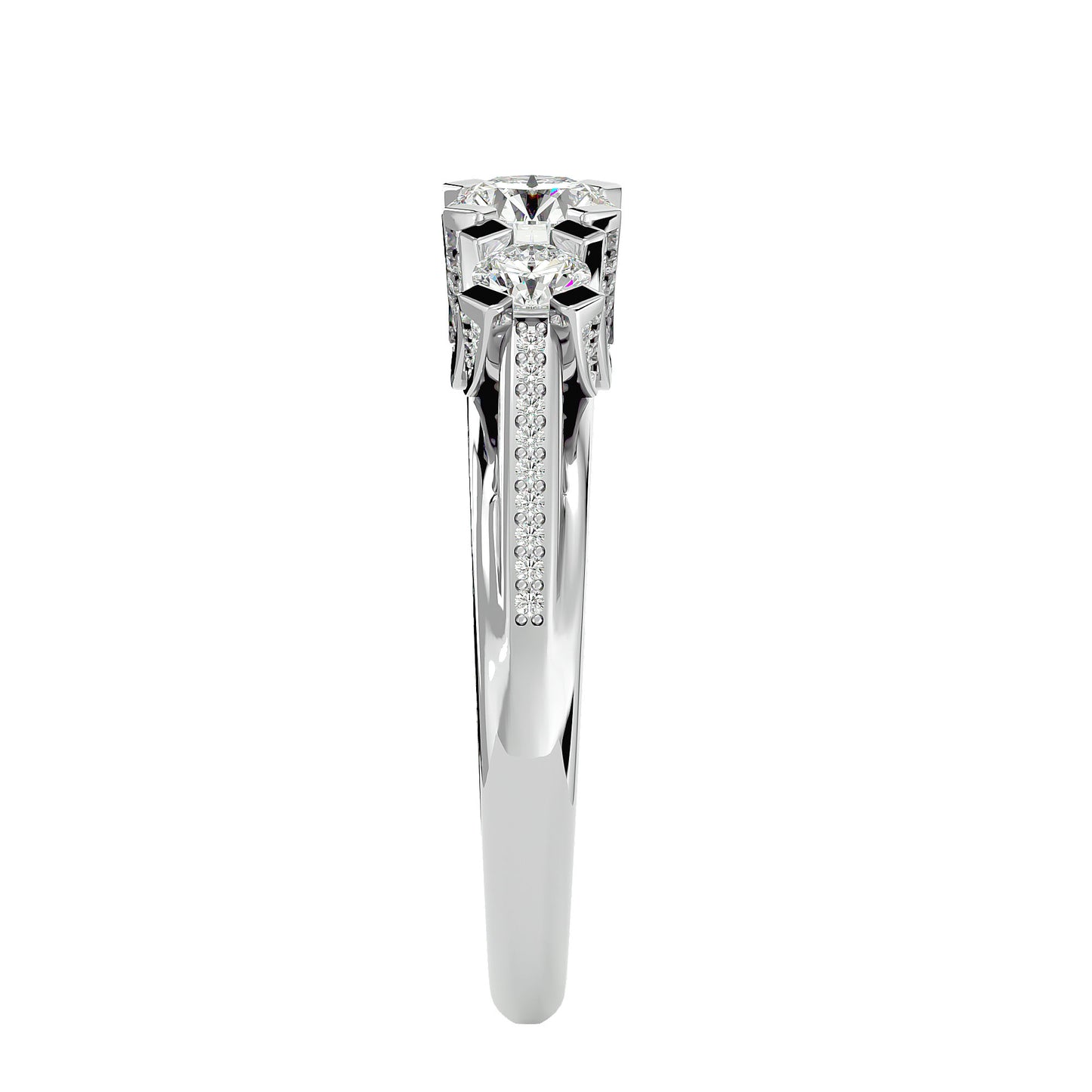 Millie side round diamond engagement ring