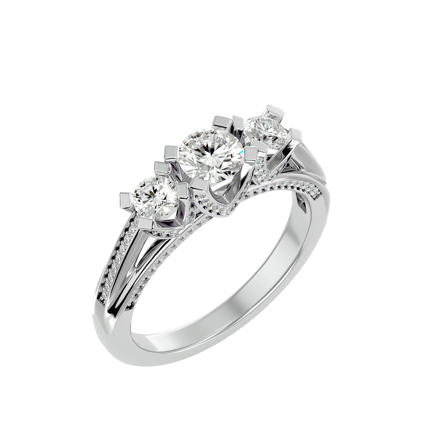 Millie side round diamond engagement ring