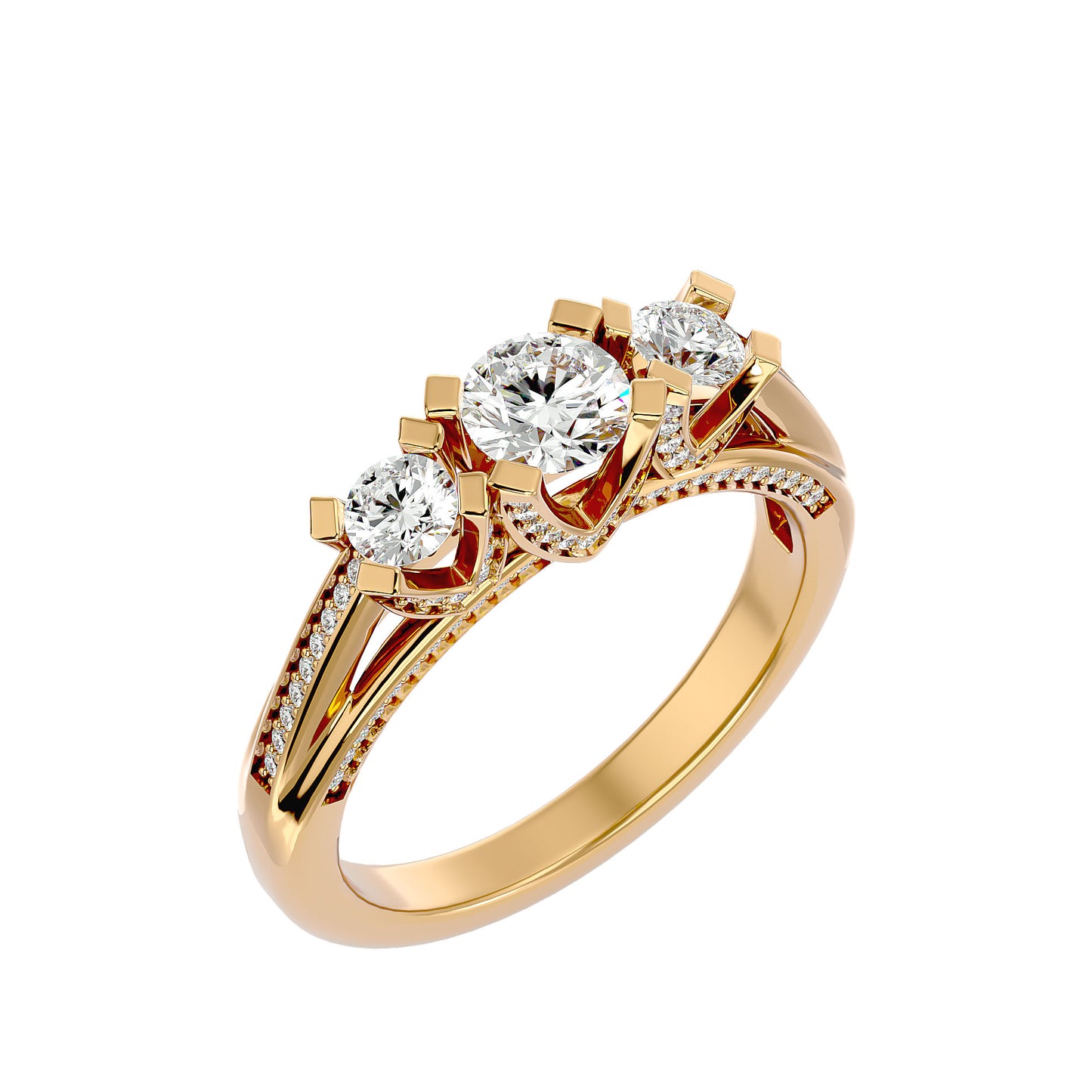 Millie side round diamond engagement ring
