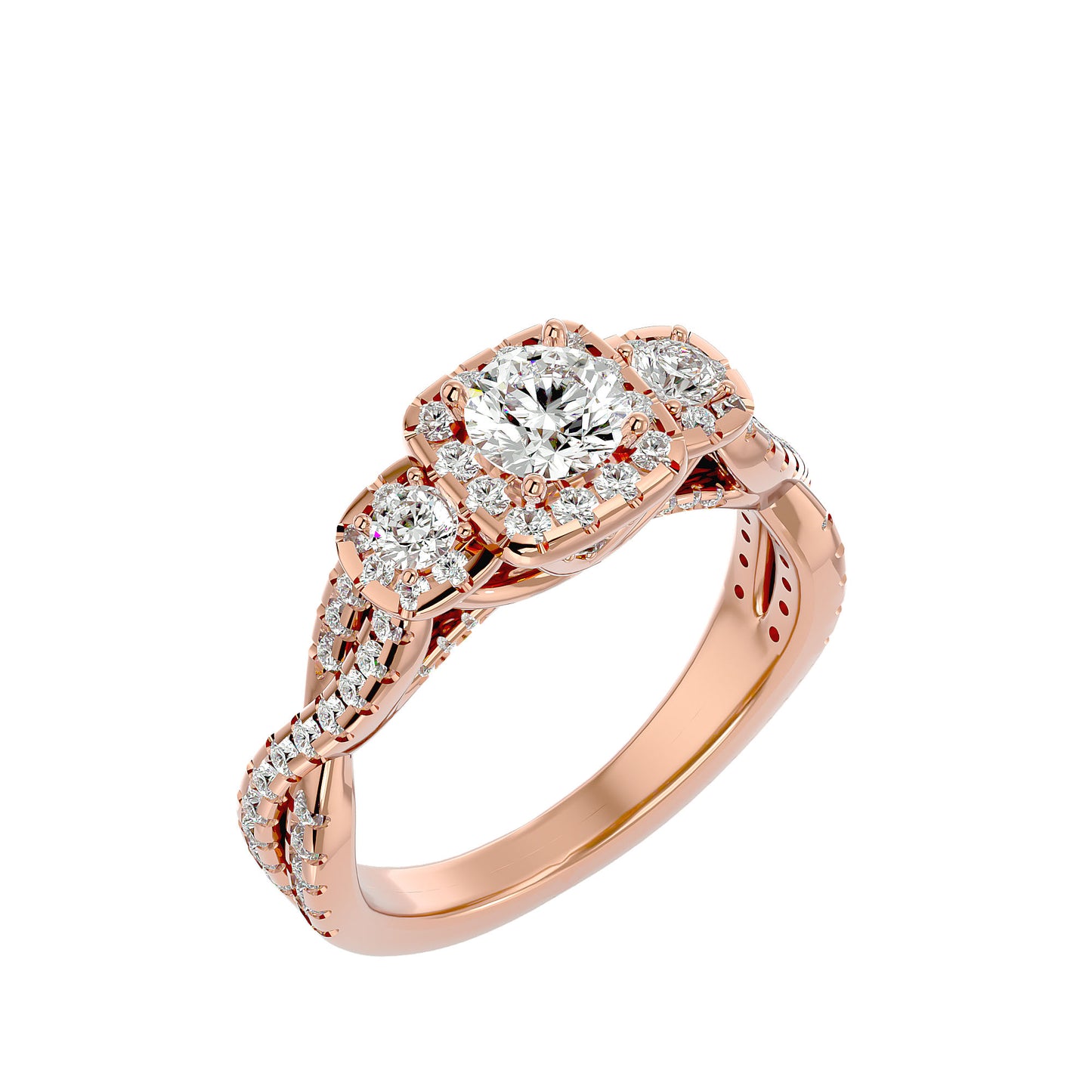 Hina halo side round diamond engagement ring