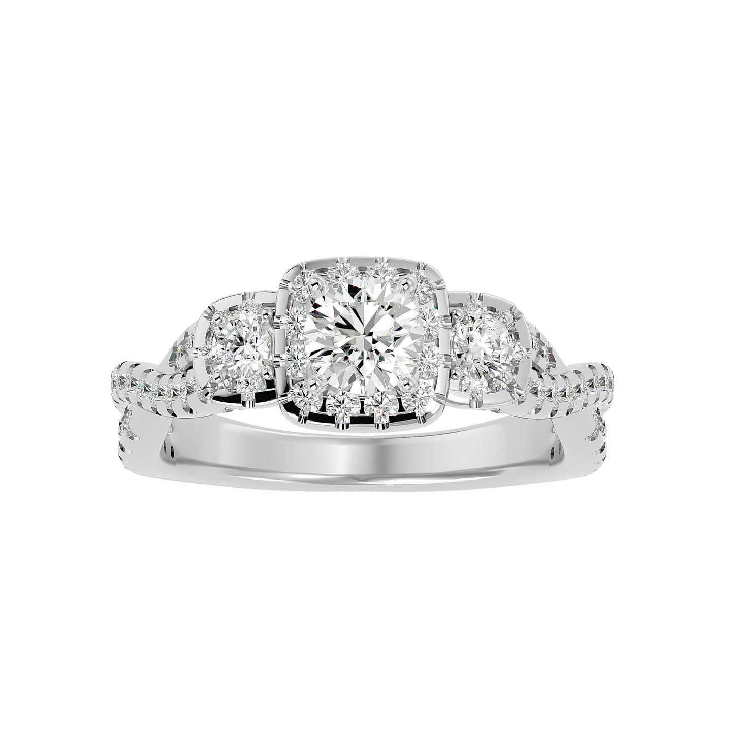 Hina halo side round diamond engagement ring