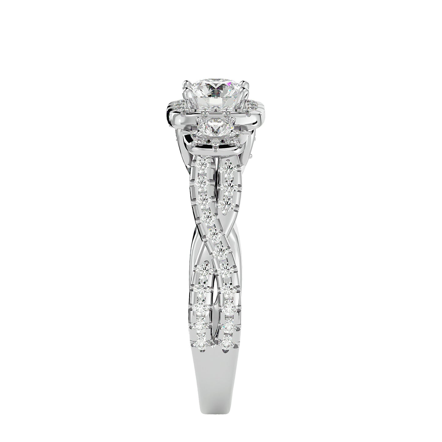 Hina halo side round diamond engagement ring