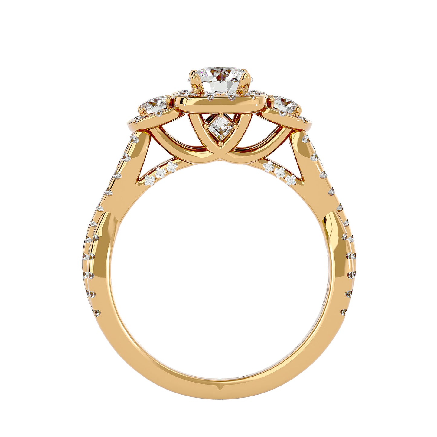 Hina halo side round diamond engagement ring