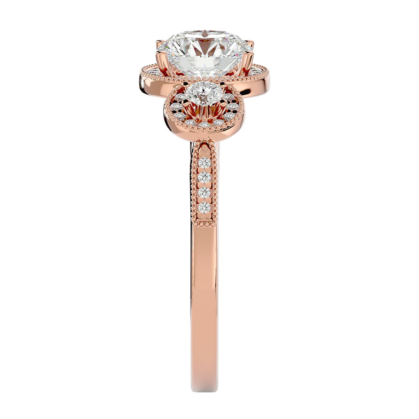 Babette side round diamond engagement ring
