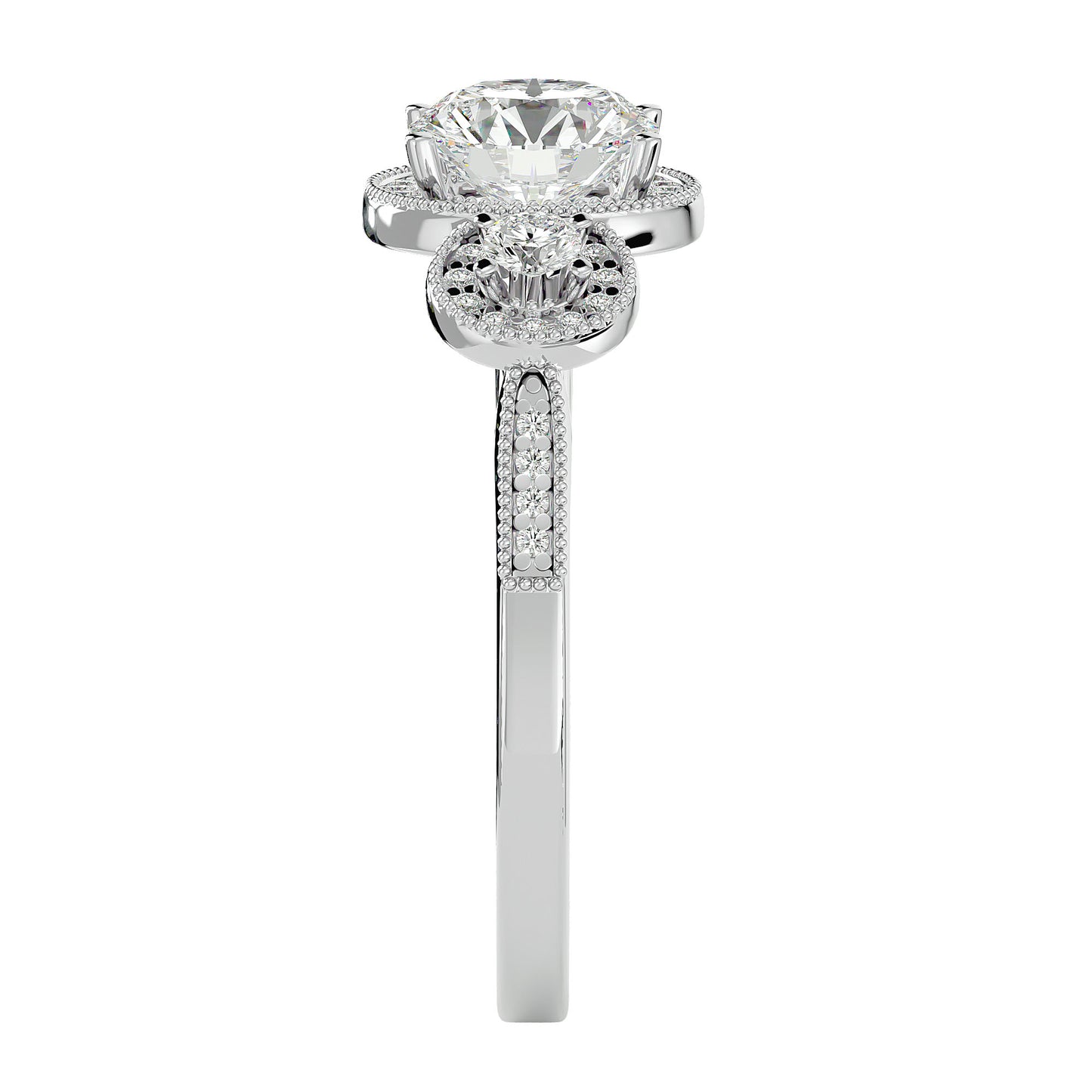 Babette side round diamond engagement ring
