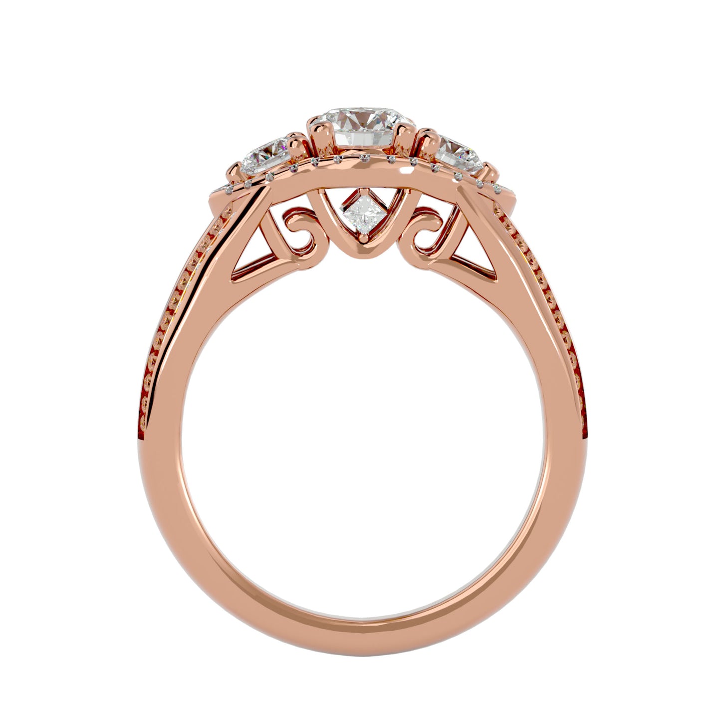 Sakura side round diamond engagement ring