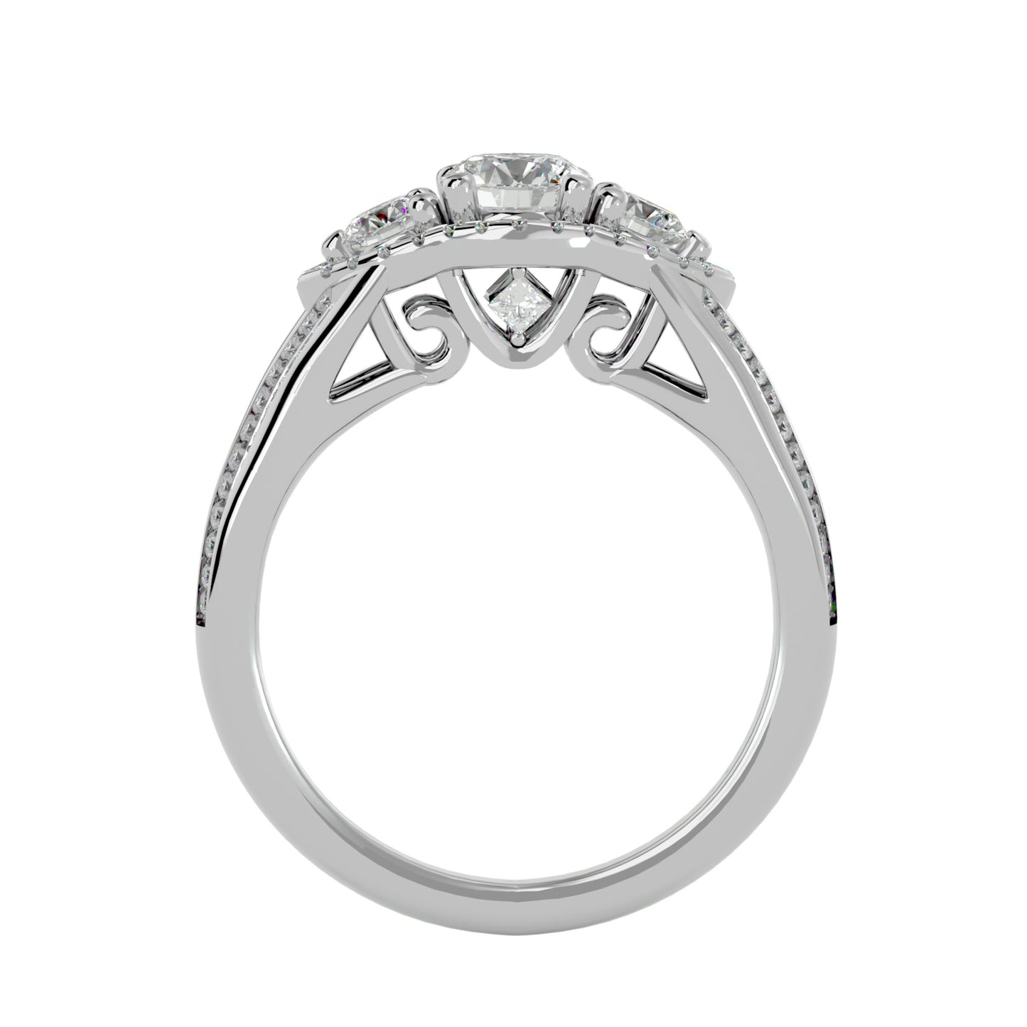 Sakura side round diamond engagement ring