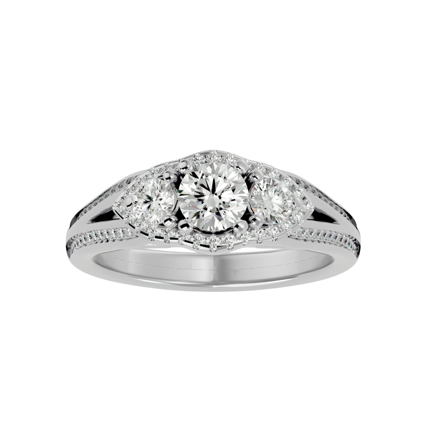 Sakura side round diamond engagement ring