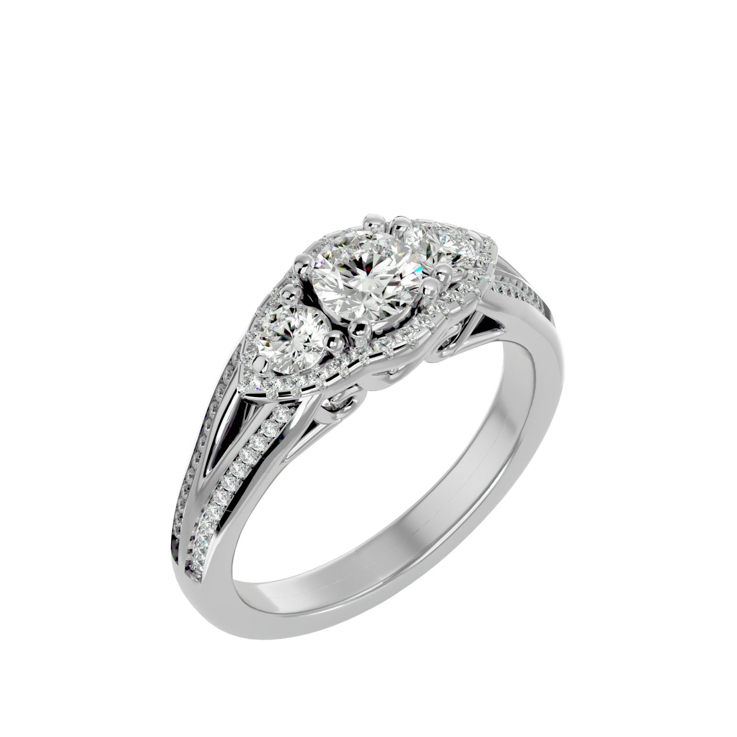 Sakura side round diamond engagement ring