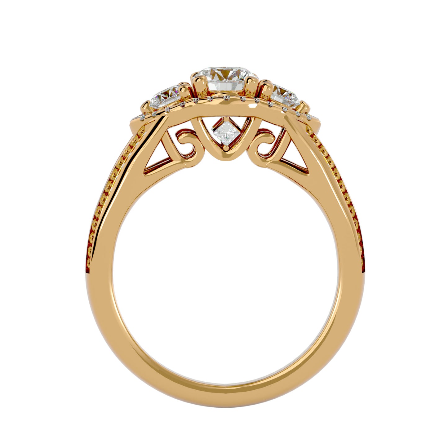 Sakura side round diamond engagement ring