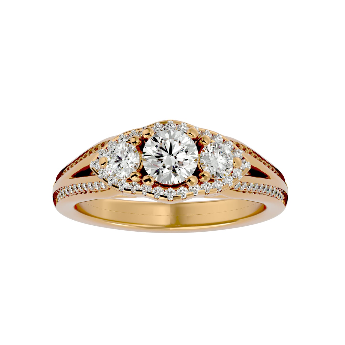 Sakura side round diamond engagement ring