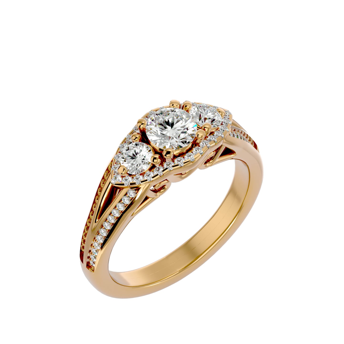Sakura side round diamond engagement ring