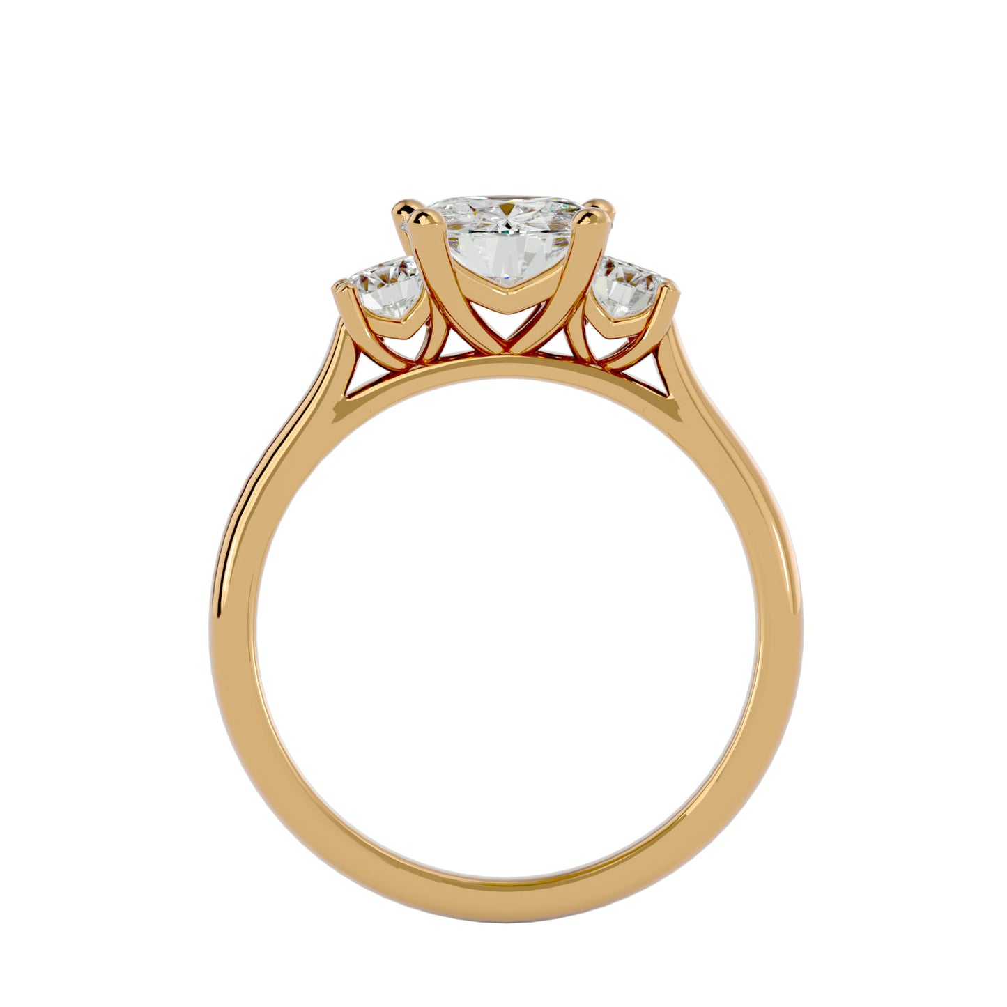 Haruka three stone diamond engagement ring