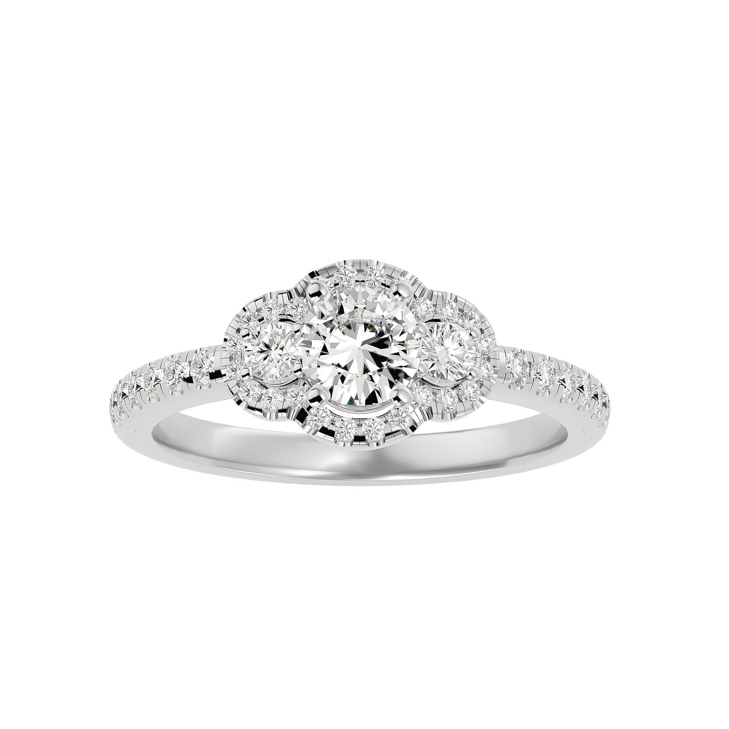 Sayuri three stone diamond engagement ring