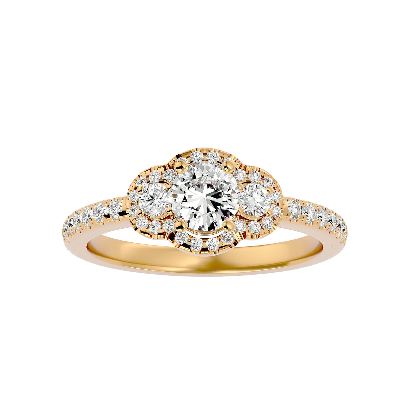 Sayuri three stone diamond engagement ring