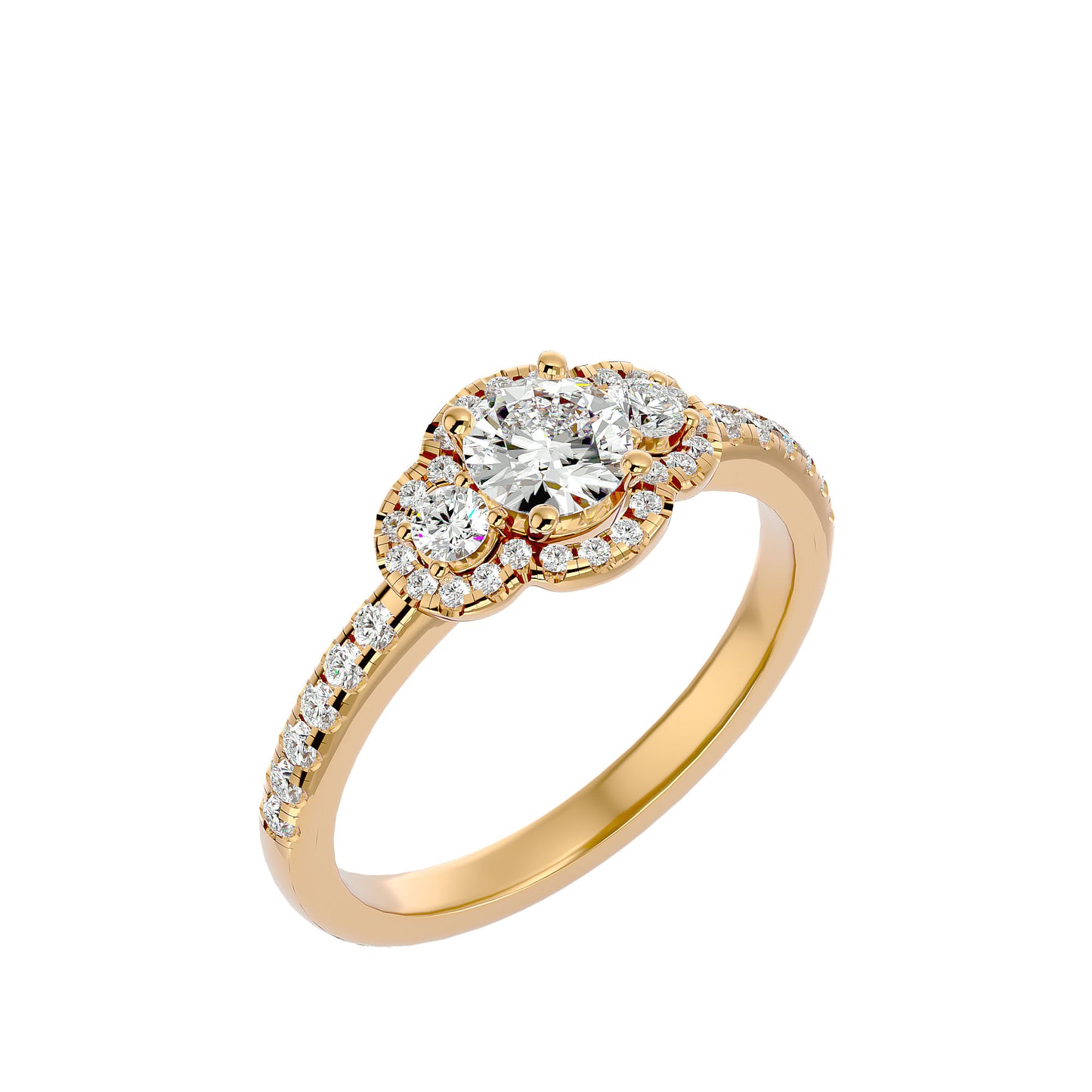 Sayuri three stone diamond engagement ring