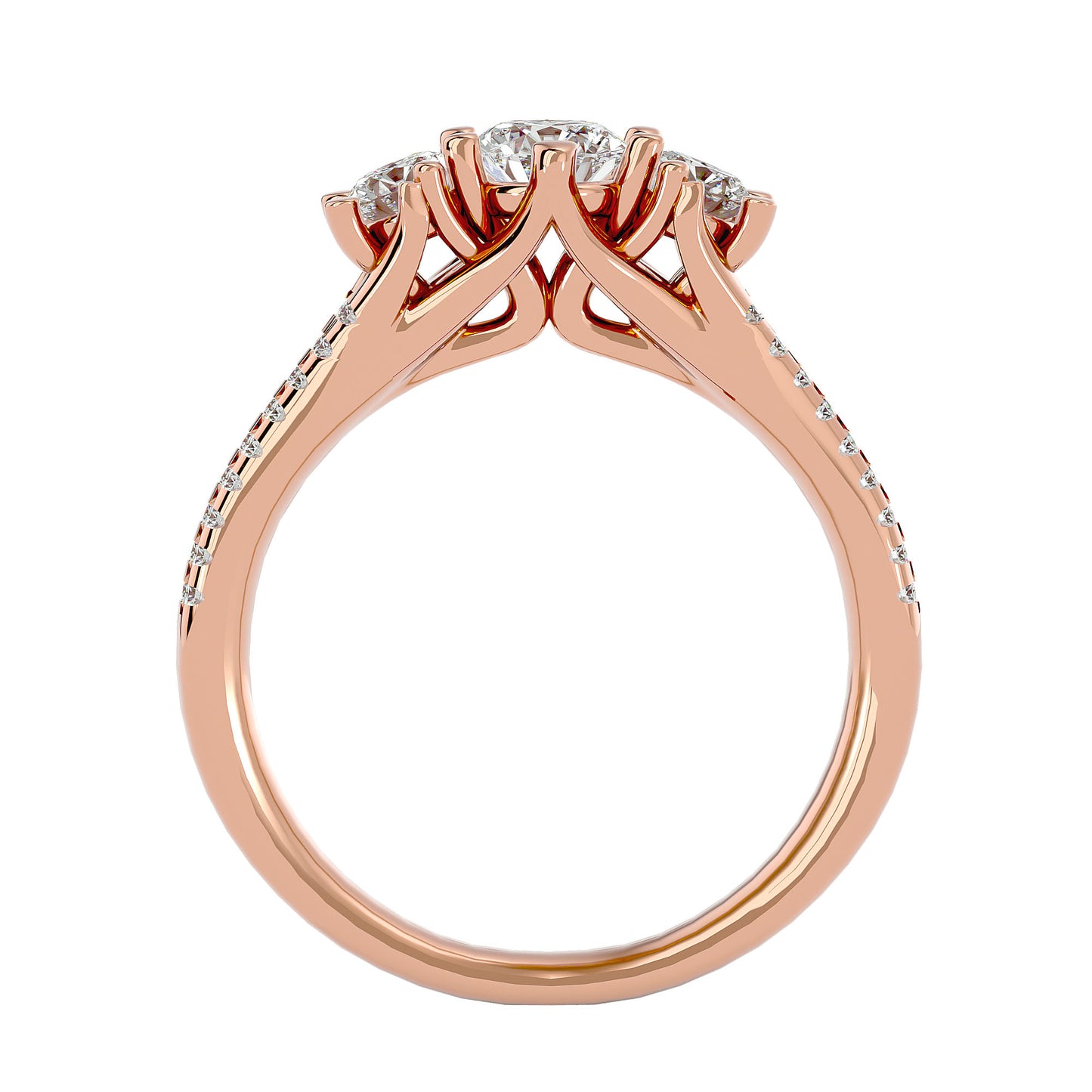 Emiko three stone diamond engagement ring
