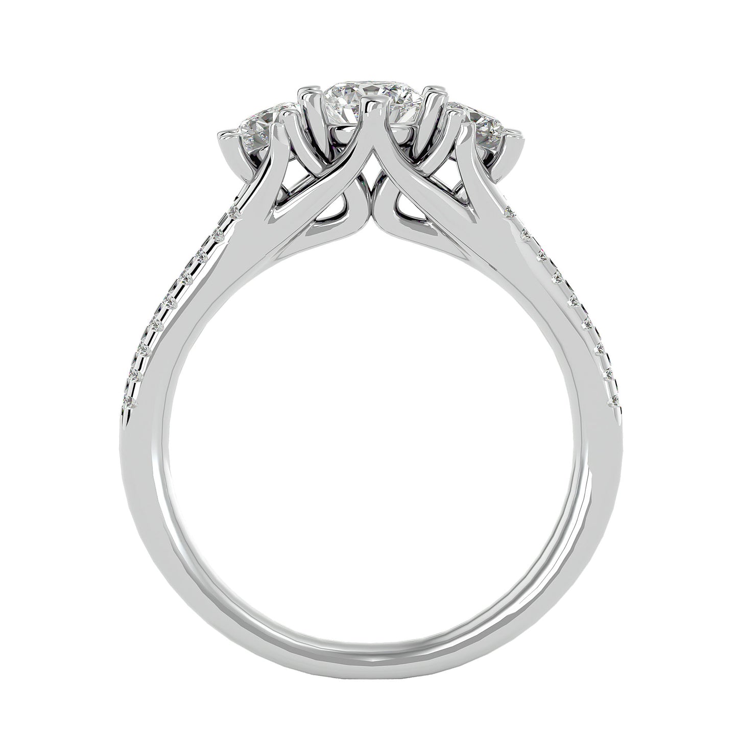 Emiko three stone diamond engagement ring
