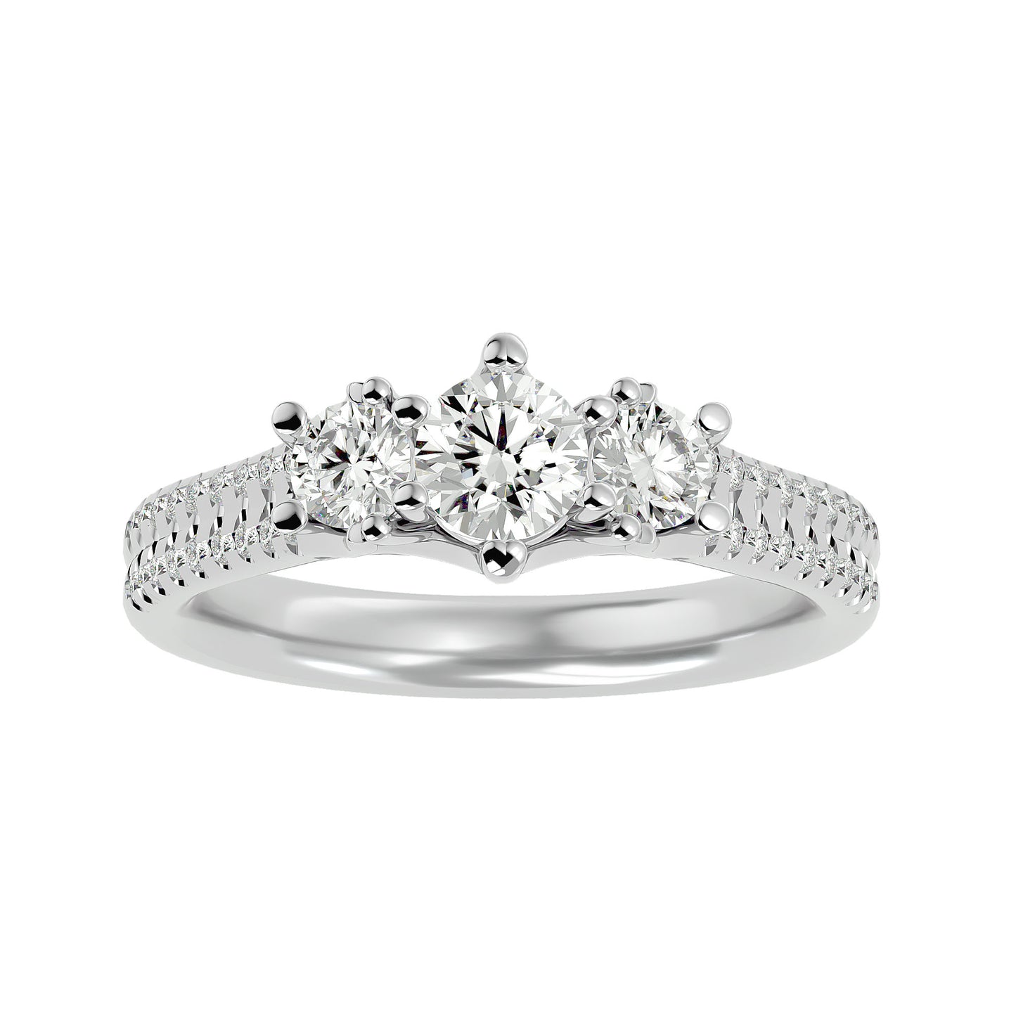 Emiko three stone diamond engagement ring