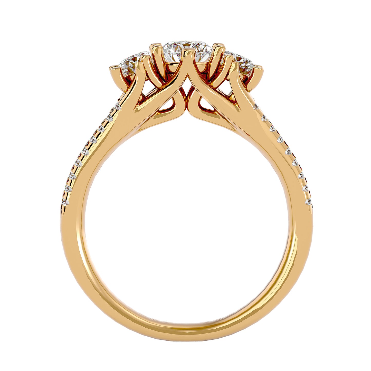 Emiko three stone diamond engagement ring