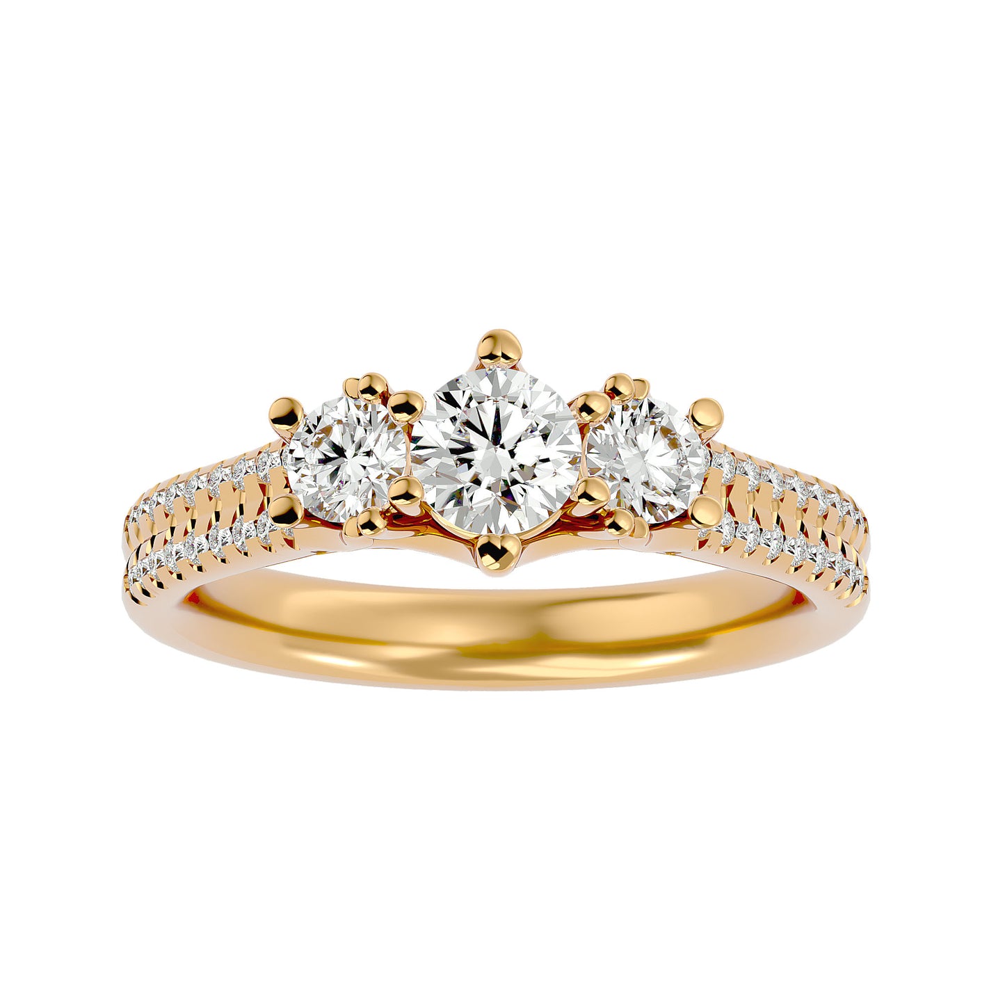 Emiko three stone diamond engagement ring