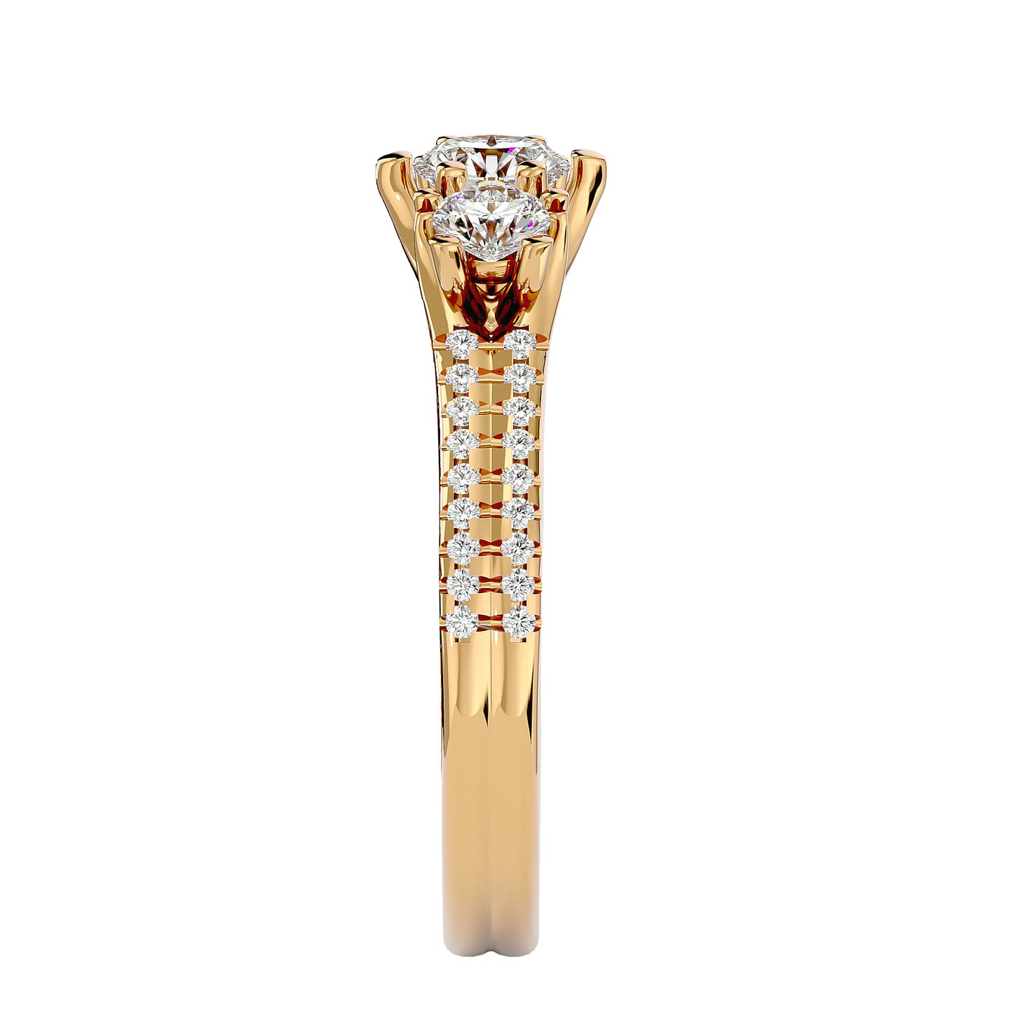 Emiko three stone diamond engagement ring