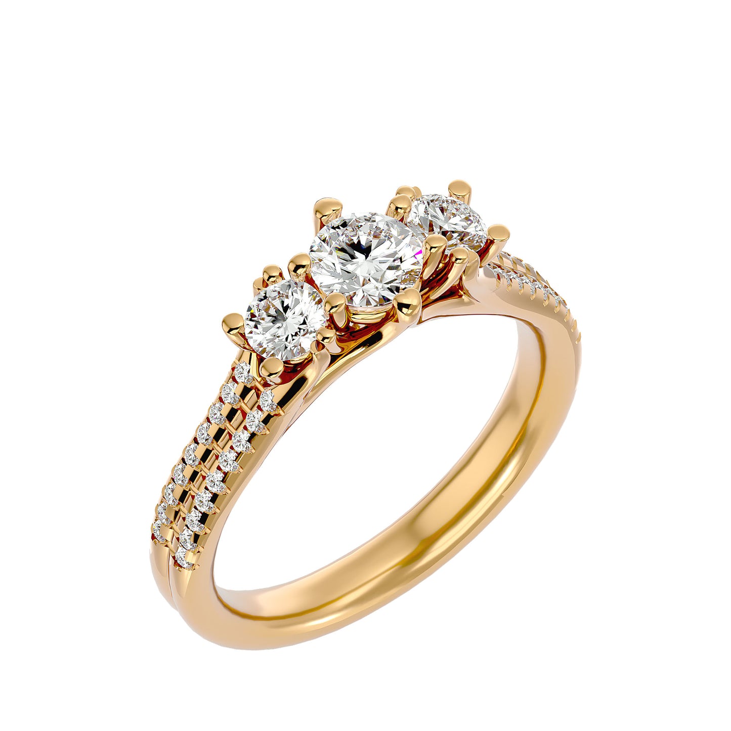Emiko three stone diamond engagement ring