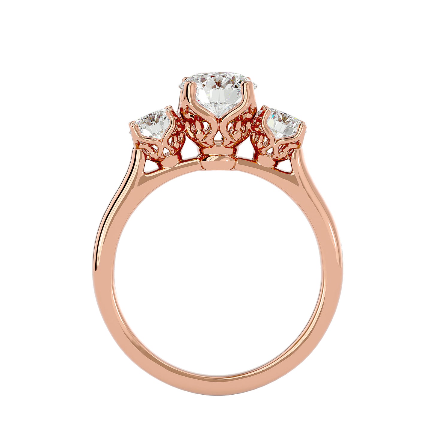 Loes three stone diamond engagement ring