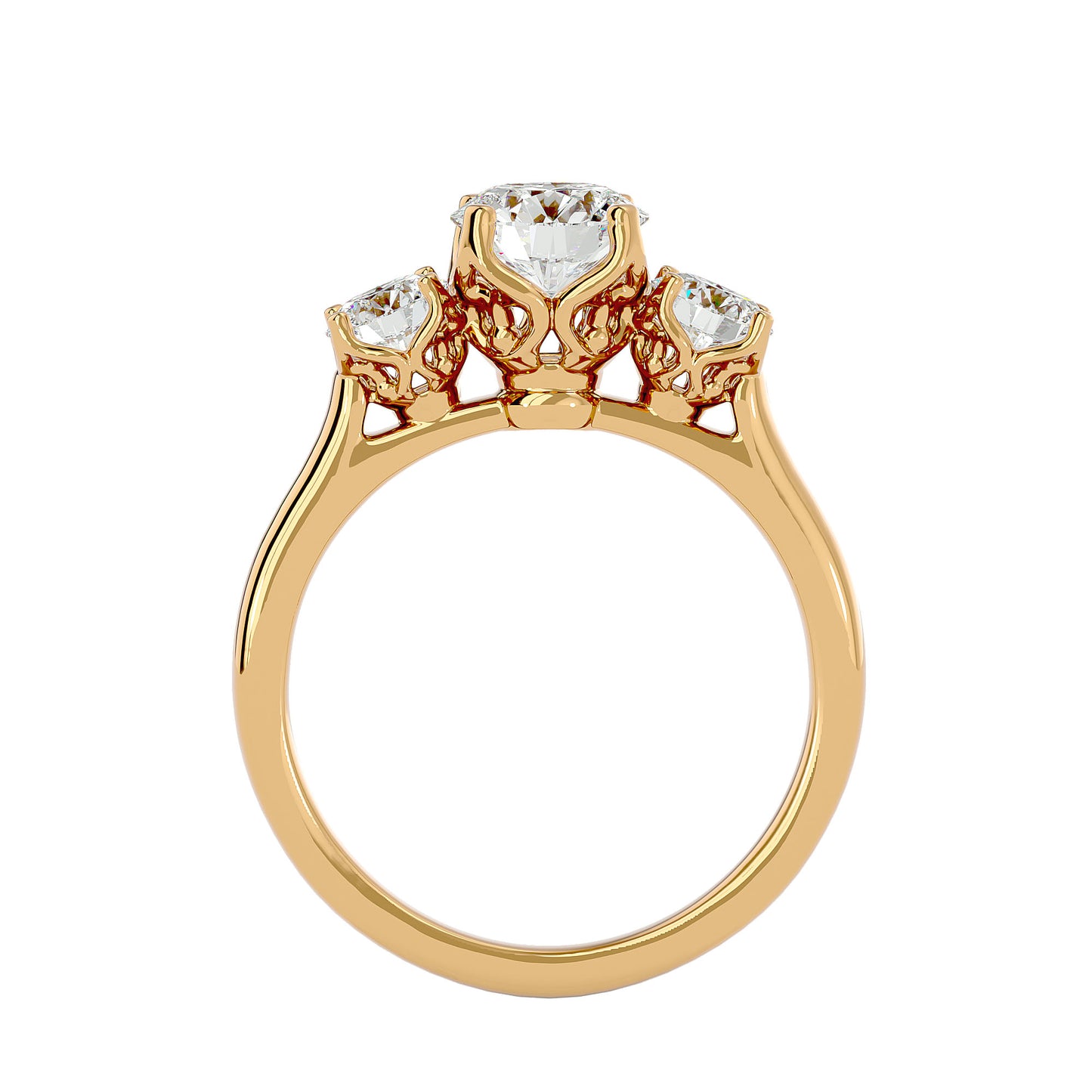 Loes three stone diamond engagement ring