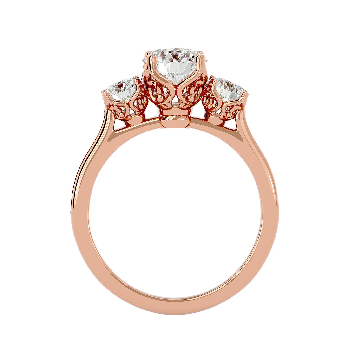 Poppy side round diamond engagement ring