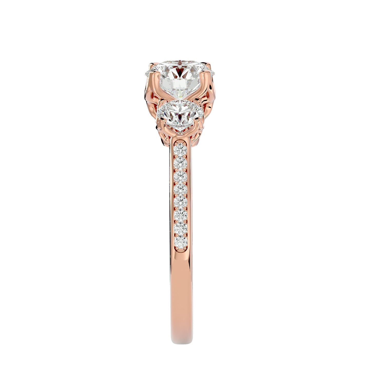 Poppy side round diamond engagement ring