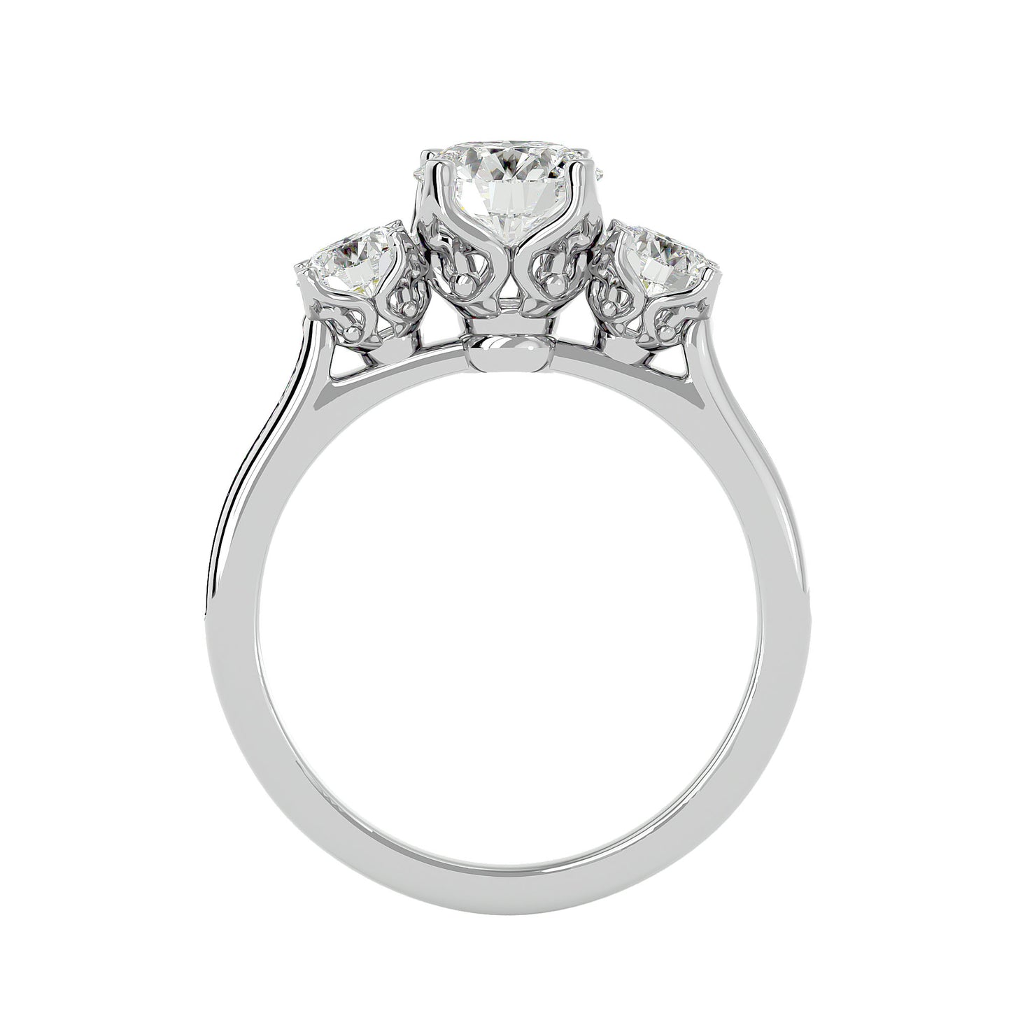 Poppy side round diamond engagement ring