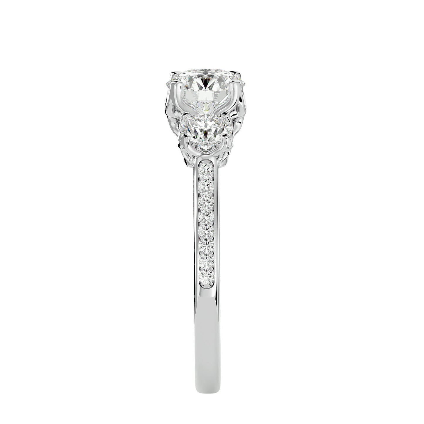 Poppy side round diamond engagement ring