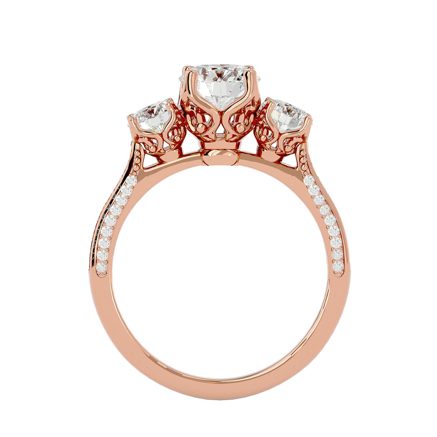 Isabella three stone diamond engagement ring