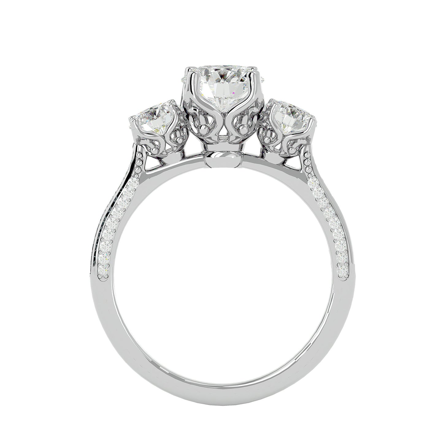 Isabella three stone diamond engagement ring