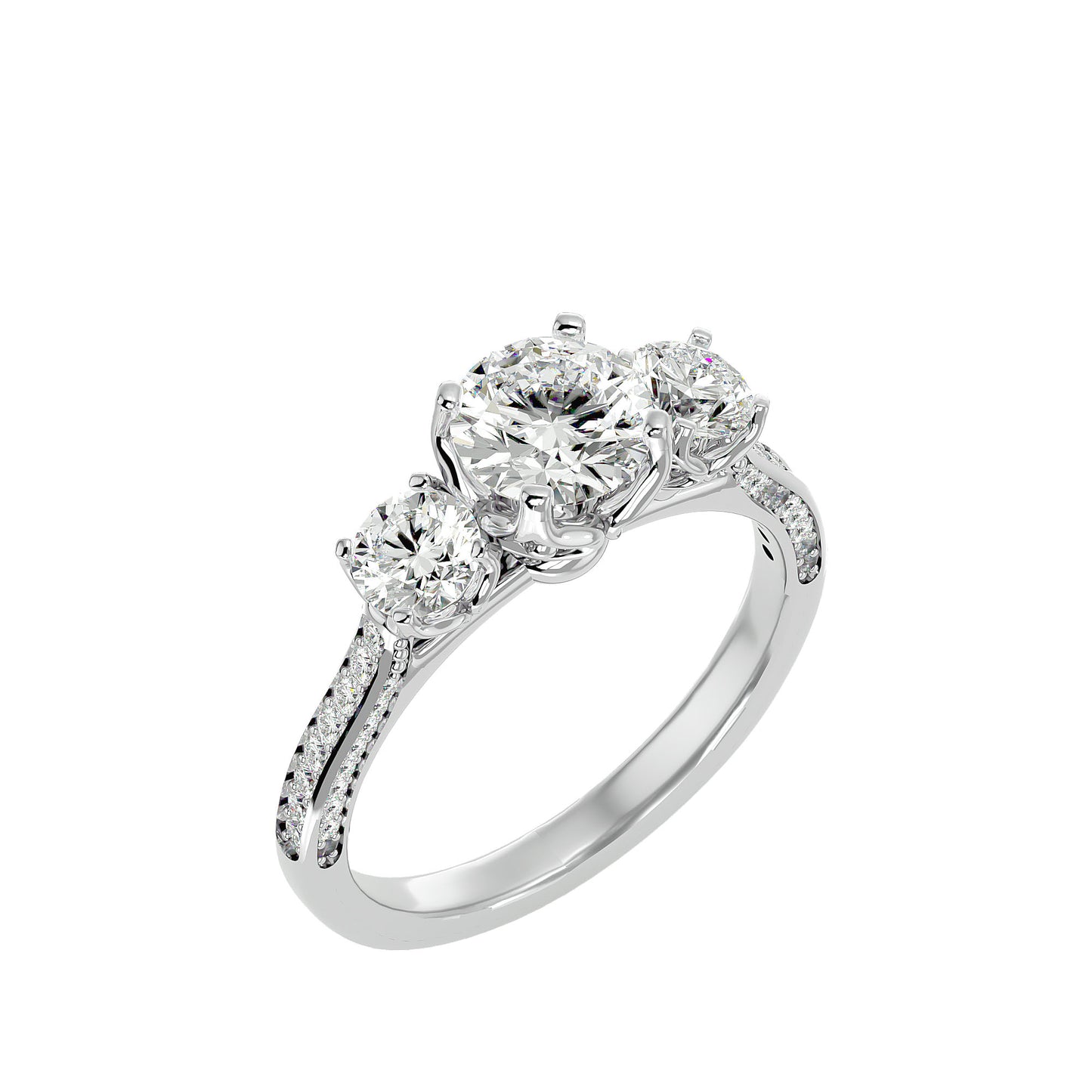 Isabella three stone diamond engagement ring