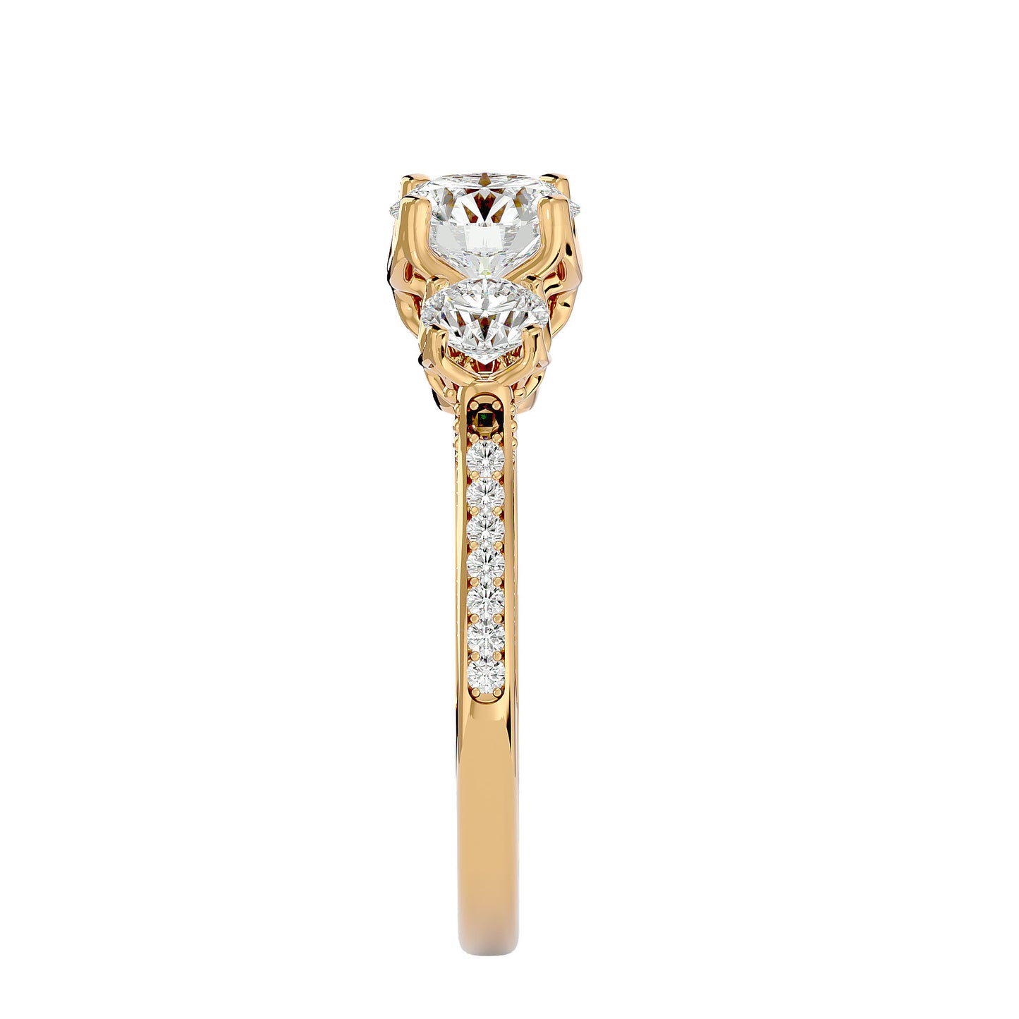 Isabella three stone diamond engagement ring