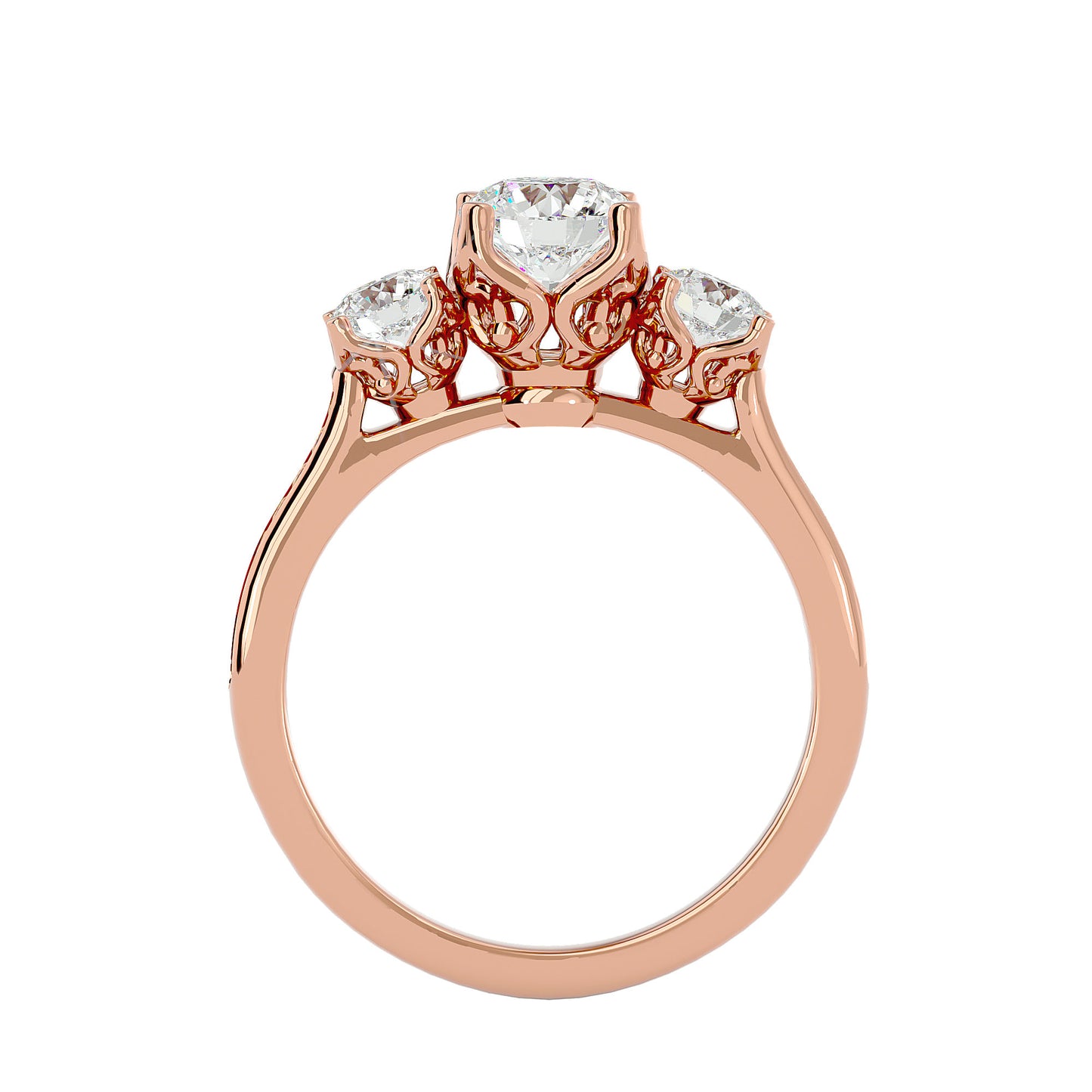 Giulia three stone diamond engagement ring