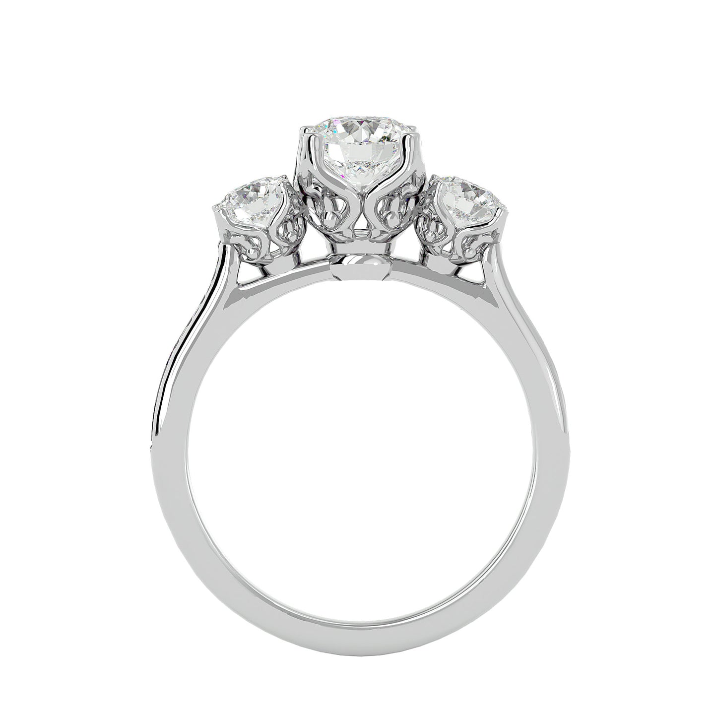 Giulia three stone diamond engagement ring