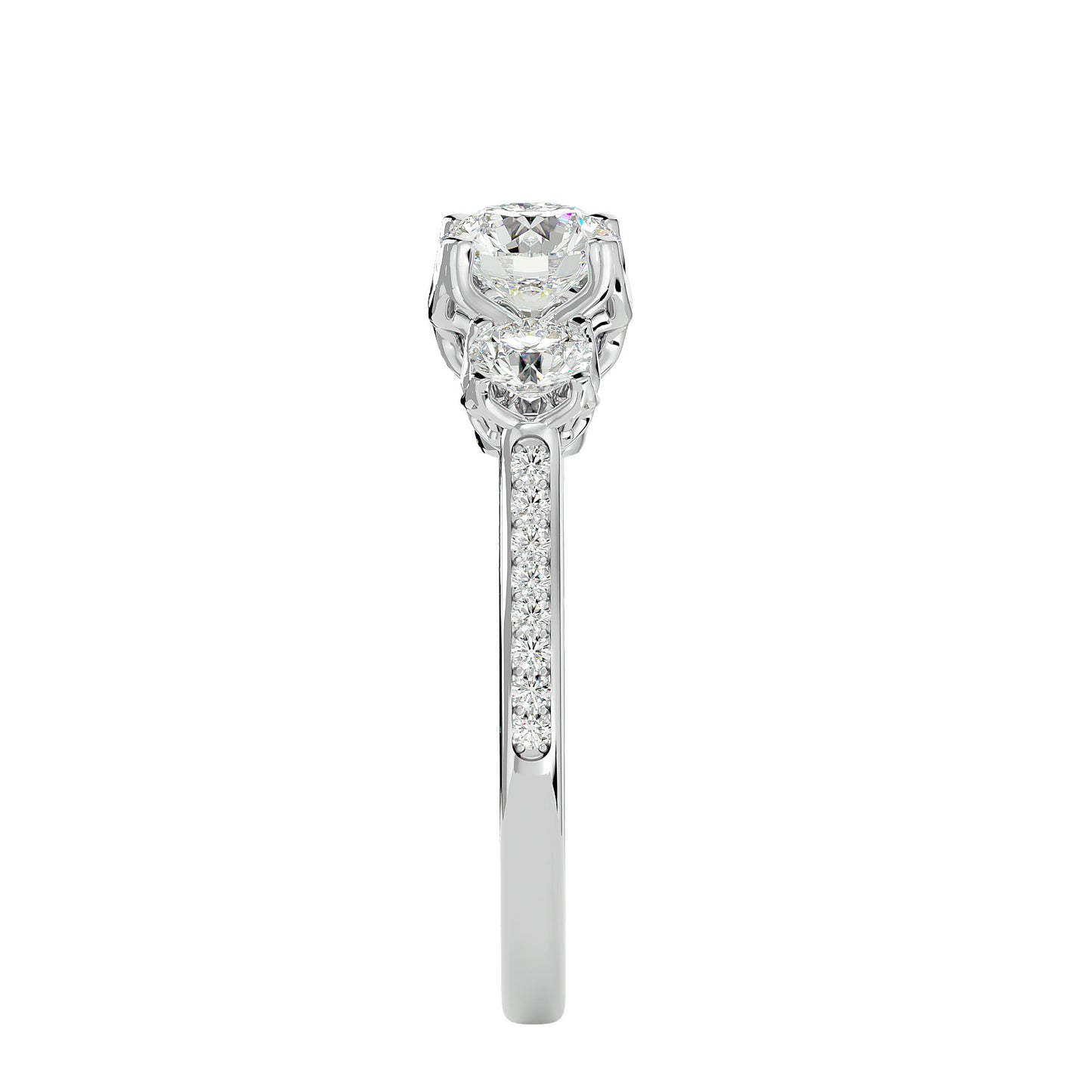 Giulia three stone diamond engagement ring