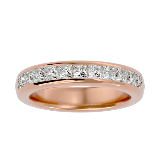Bold princess channel half diamond eternity ring