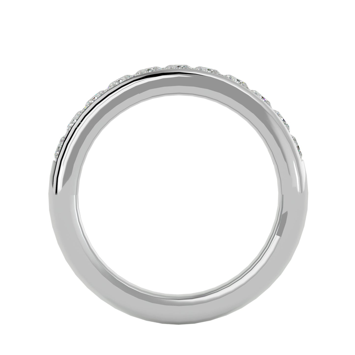 Bold princess channel half diamond eternity ring