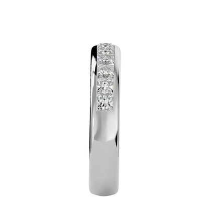Bold princess channel half diamond eternity ring